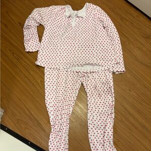 Roller Rabbit White Pajama Set with Pink Heart Print
